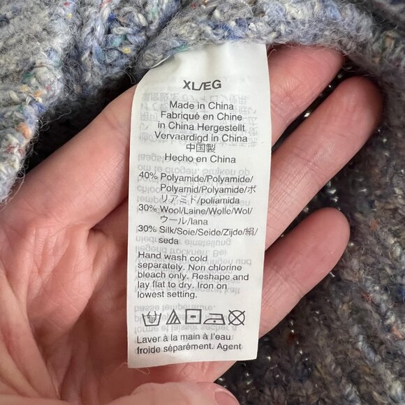 Madewell Wool Silk Speckled Rib Knik Cardigan Sweater Chunky Oversized Slouchy - Picture 7 of 11